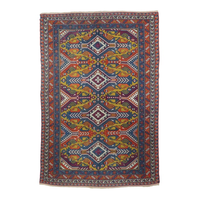 Vintage Turkish Sumak Rug 6'3'' X 9'4'' For Sale