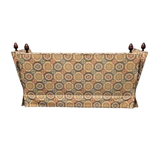 Green 90" English Knole Style Four Seat Sofa Upholstery Project For Sale - Image 8 of 12