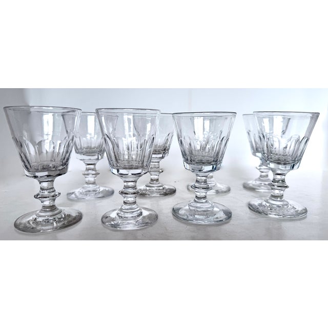 French Late 19th Century Saint-Louis Crystal Fine Quality Port/Sherry Glasses. French Ca. 1890 - Set of (8) For Sale - Image 3 of 15