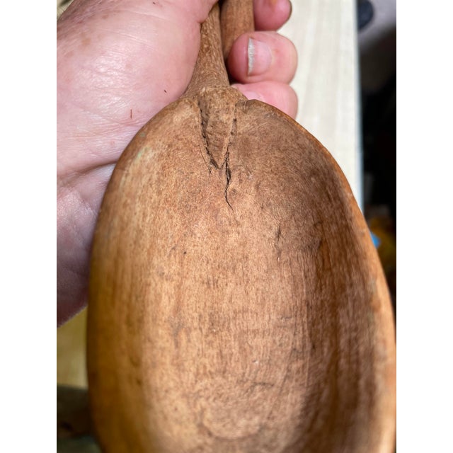 Brown Mid 20th Century Hand Carved Country French Salad Spoon & Fork Folk Art Claw Talon- A Pair For Sale - Image 8 of 12