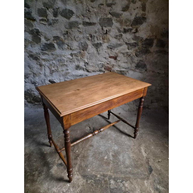 Antique Elm Writing Table with Large Drawer, France, 1920s For Sale - Image 12 of 18