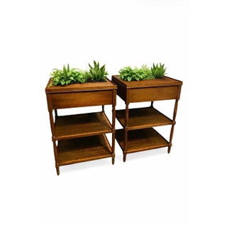 Pair of Antique 1920s–1930s Regency Revival Mahogany Side Tables With Integral Jardinières For Sale