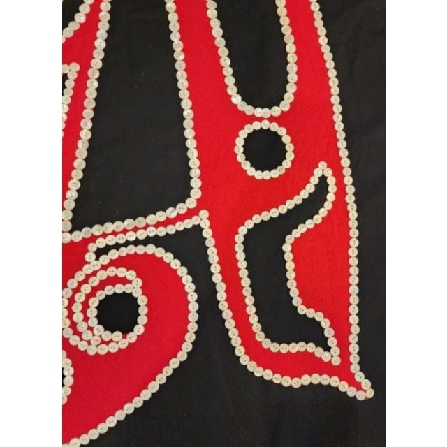 Native American Museum Exhibited 1920s Native American Child's Button Blanket | Northwest Coast Wolf Crest Regalia | Smithee Collection Nacre Wool Robe For Sale - Image 3 of 14