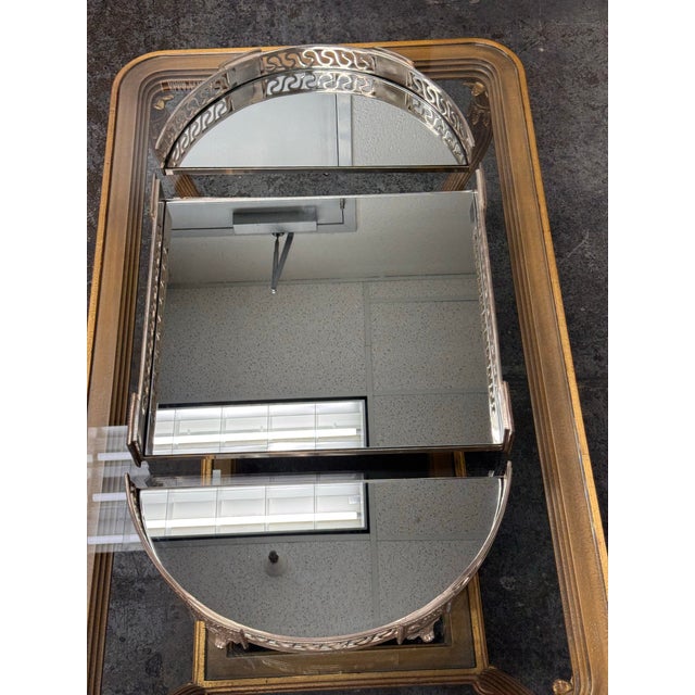 Late 20th Century Castilian Silver Plate Mirrored Three Piece Centerpiece Display, Vintage For Sale - Image 5 of 12