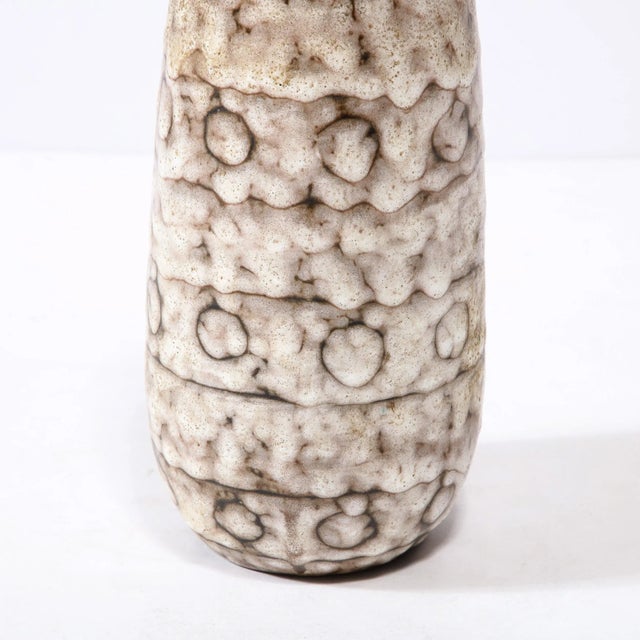 Ceramic Mid-Century Modernist White and Earth Toned Ceramic Vase With Spotted Banding For Sale - Image 7 of 13