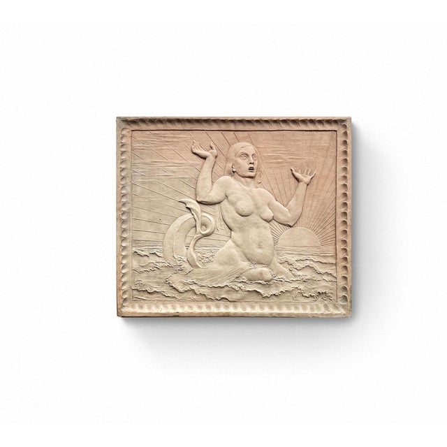 Hans Thoma Bernau 1839 - 1924 Karlsruhe Mermaid Ceramic Monogrammed lower left Marked on the reverse: Grand Ducal Majolica...