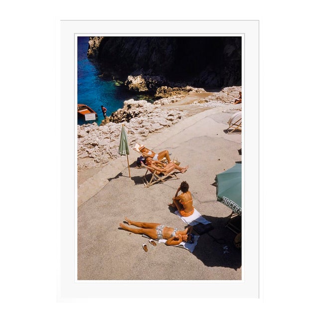 Toni Frissell 'Capri Sun Loungers' Archival Pigment Print Framed in White For Sale