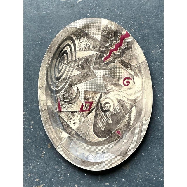 Contemporary Vintage Postmodern Abstract Original Studio Pottery Tray For Sale - Image 3 of 12