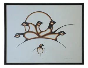 Saul Mamakeesick, Protection, Acrylic on Art Paper, 1980, Framed