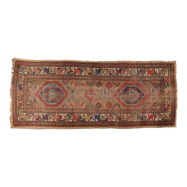 Antique Handwoven Persian Kurdish Runner Rug. 2'6"x 6'2" For Sale