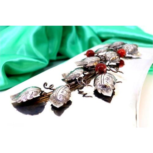 Silver Modern Style Silver Vase with Leaves and Berries For Sale - Image 8 of 10