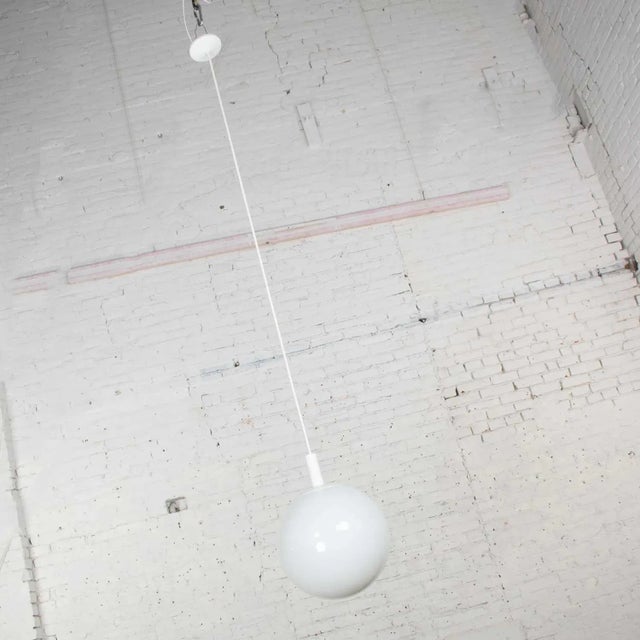 Gorgeous Mid Century Modern Lite Trend of La Palma, California vintage blown milk glass large globe pendant light 15 ft....