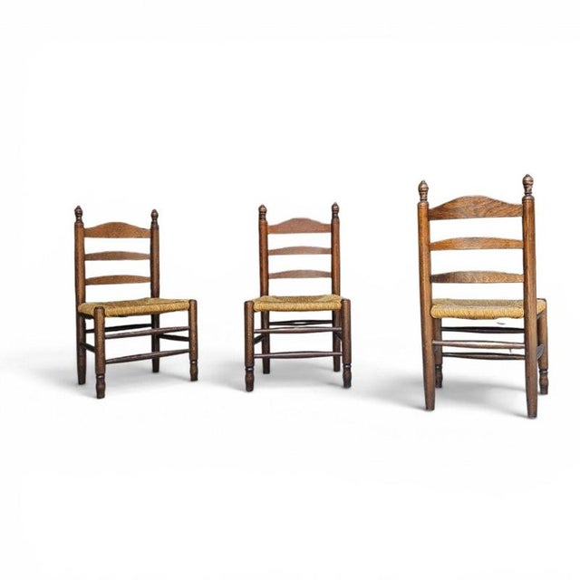 Vintage Provicial Ladderback Children's Chairs with Rush Seat, 1930s, Set of 3 For Sale - Image 16 of 18