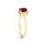 10K Yellow Gold Red Ruby and 1/10 Cttw Diamond Halo Ring For Sale - Image 4 of 7