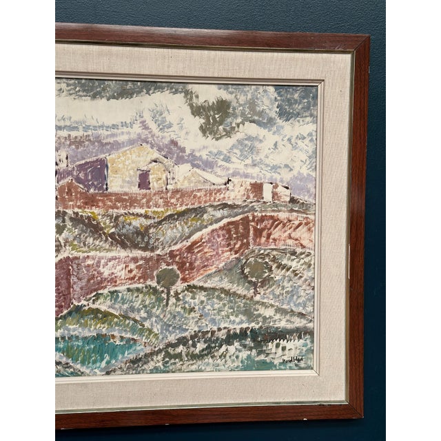 Mid 20th Century Gösta Nordblad, Landscape with Buildings, 1960s, Oil on Canvas, Framed For Sale - Image 5 of 18