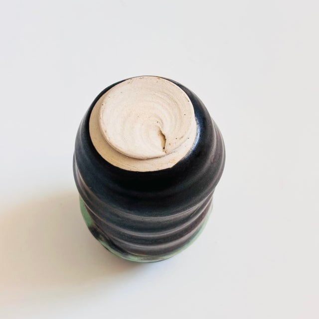 Black Green and Black Studio Pottery Bud Vase For Sale - Image 8 of 8