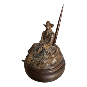 1990s Mike McFarland Bronze Pen Holder Sculpture