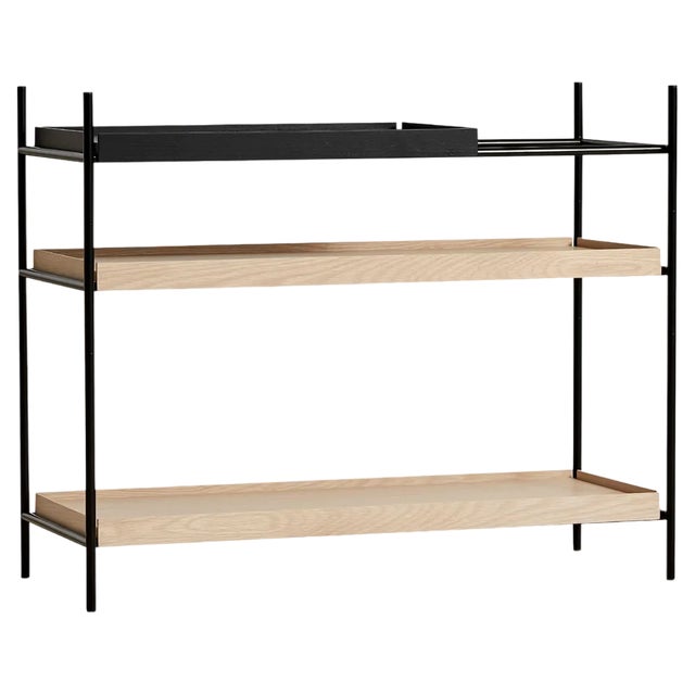Low Oak and Black Tray Shelf I by Hanne Willmann For Sale