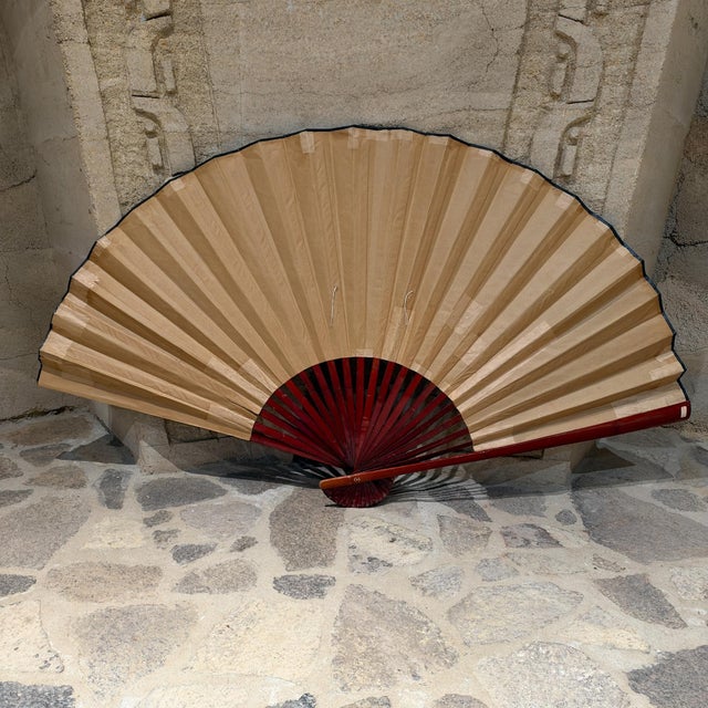 Large Decorative Asian Folding Fan Featuring a Hand-Painted Tiger For Sale - Image 14 of 15