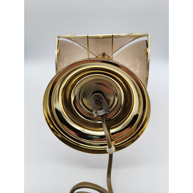 Metal Vintage Star Light Brass Petal Table Lamp with Tinted Glass Shades, 1970s For Sale - Image 7 of 9