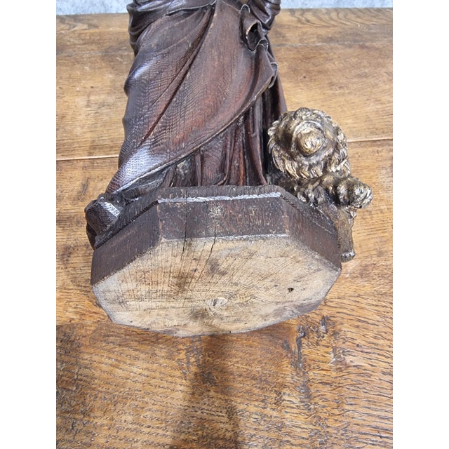 Dutch Artist, Hand Carved Holy Statue of Evangelist Marcus, 17th Century, Oak For Sale - Image 15 of 18