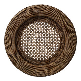 Set of "4" Round Rattan Woven Plate Chargers From Burma. For Sale