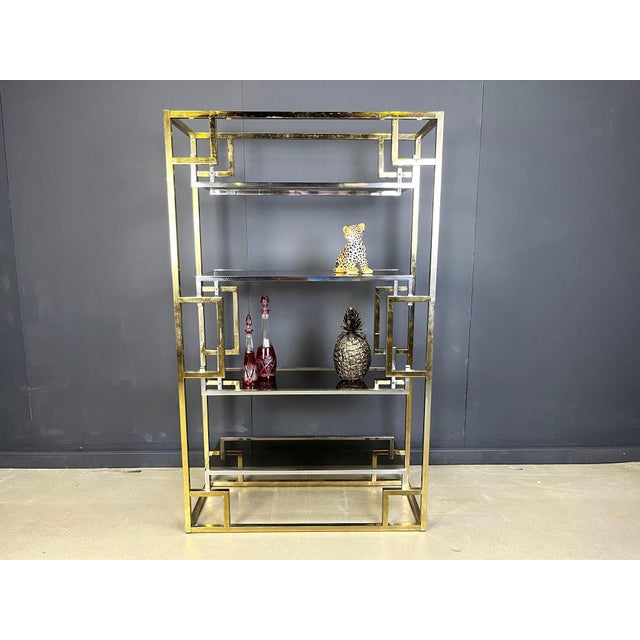Vintage Brass and Chrome Wall Unit, 1970s For Sale - Image 10 of 14