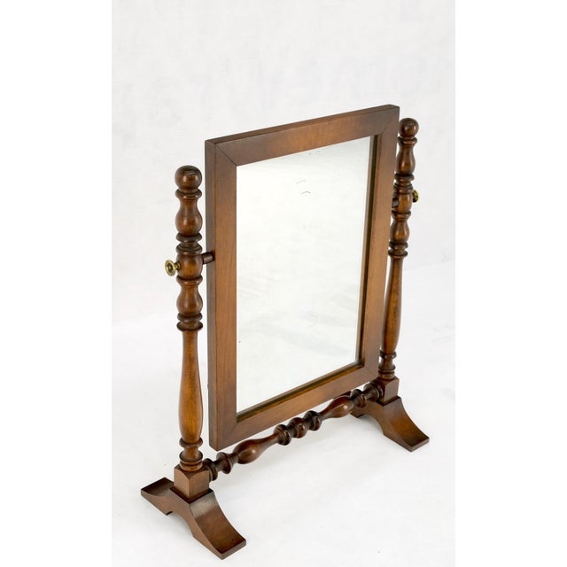 1970s Country Style Brass & Colonial Maple Shaving Mirror For Sale - Image 5 of 11