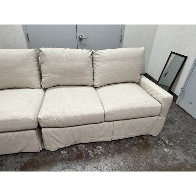 Lee Industries With Marie Flora Linen Coverall Sectional For Sale - Image 10 of 12