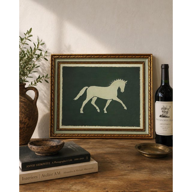Contemporary original artwork; artist unknown. A striking contemporary equestrian painting featuring a stylized horse...