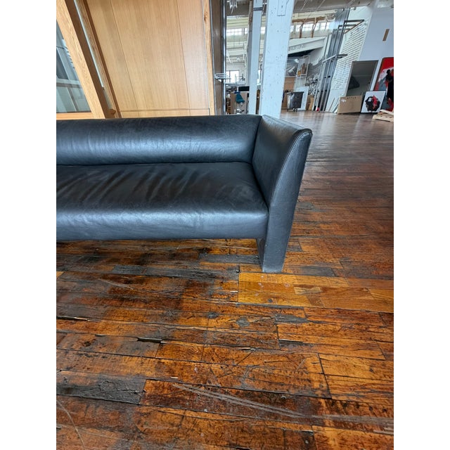 Gary Lee for Niedermeier Black Leather Architectural Sofa, Mid-1990s For Sale - Image 11 of 12