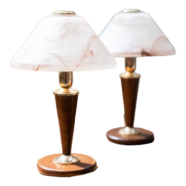 Murano Glass Mushroom Table Lamps, 1970s, Set of 2 For Sale