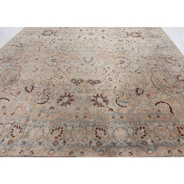 Blue Fine 1920s Persian Khorassan Handmade Wool Rug For Sale - Image 8 of 10