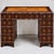 Hollywood Regency Hollywood Regency Scalloped Mahogany Faux Tortoise Kneehole Desk / Vanity For Sale - Image 3 of 7