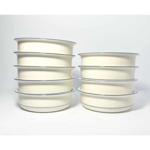 Lenox “Blue Pinstripe (for the Blue Patterns)” 9 Ceramic Soup/Cereal Bowls 6.25” Good vintage used condition. No chips,...