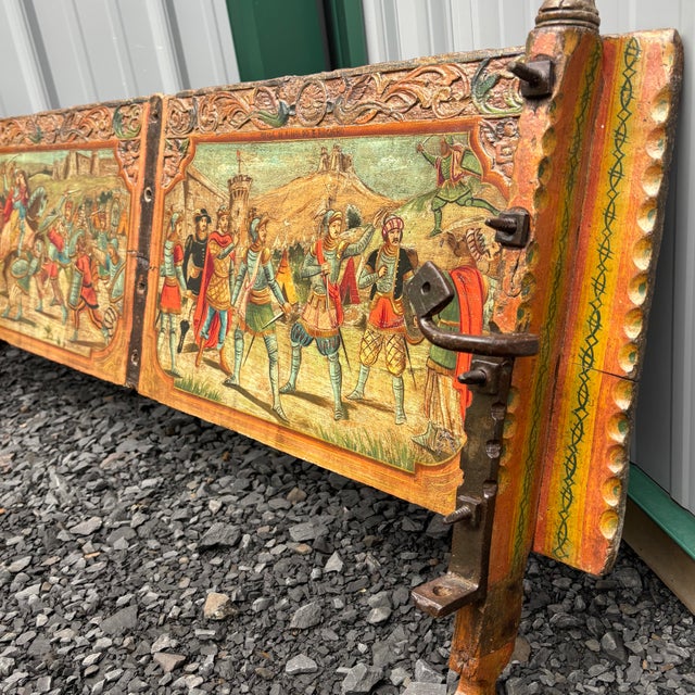 Antique 19th Century Sicilian Horse Wagon or Carriage Side Panel Piece in Coloured Carved For Sale In New York - Image 6 of 9