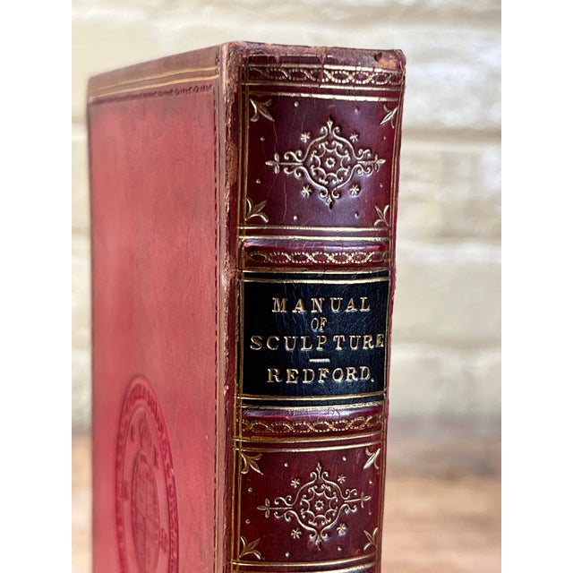 Victorian Fascinating Antique Leather Bound Book a Manual of Sculpture Egyptian Greek Roman Art Victorian Grand Tour Library Decor For Sale - Image 3 of 15