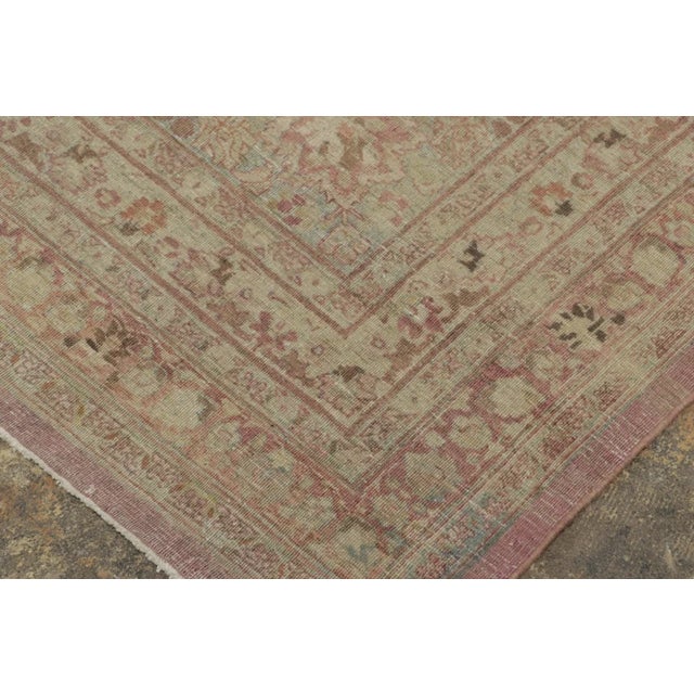 Late 18th Century Oversized Antique Persian Mashad Rug in Gold With Floral Medallion - Rug & Kilim For Sale - Image 5 of 7