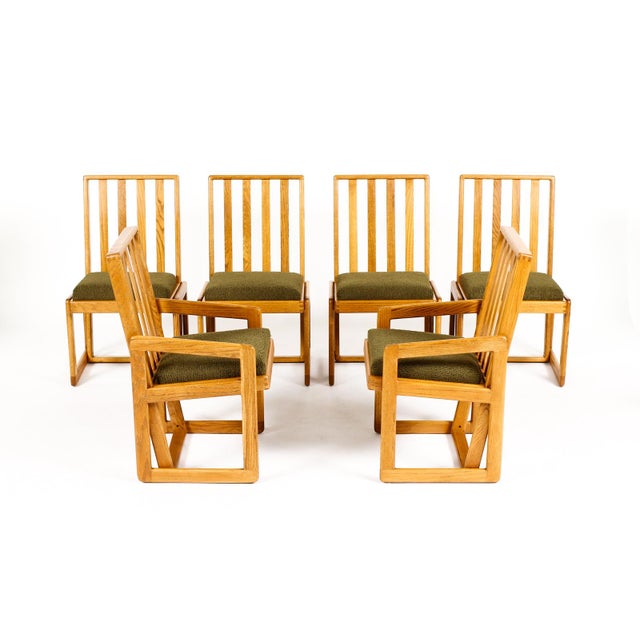 Brown Vintage Mid Century 70’s Chunky White Oak Dining Set — Glenn of California — Table + 6 Chairs For Sale - Image 8 of 17