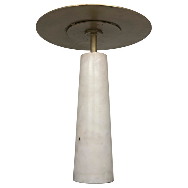Noir NOIR Hotaru Side Table in White Marble and Antique Brass For Sale - Image 4 of 5