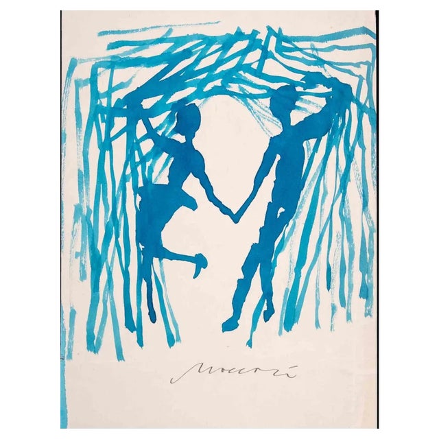 Mino Maccari, Study for Festival di Spoleto, Watercolor Drawing, 1950s For Sale