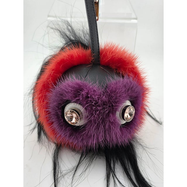 Contemporary 100% Authentic Beautiful Collectible Fendi Purple/Red Bag Bug Handbag Charm. For Sale - Image 3 of 13