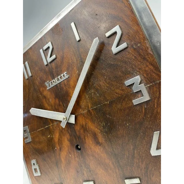 Art Deco Burl Walnut Vedette Wall Clock, 1930s For Sale - Image 3 of 13