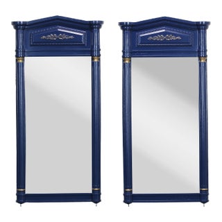 Pair of Regency Style Blue Wall Mirrors For Sale