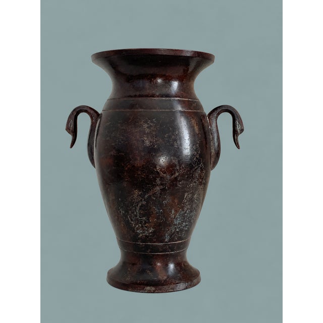 Early 19th-Century French Empire Patinated Bronze Swan-Handle Vase For Sale - Image 9 of 9