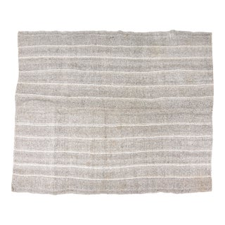 Mid 20th Century Natural Oushak Stripe Kilim Rug For Sale