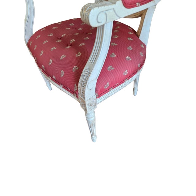 Vintage Louis XVI Armchair French Provincial Francesca Chair Attributed to Ethan Allen For Sale - Image 9 of 15