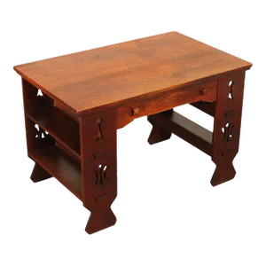 Antique Arts & Crafts Mission Oak Library Table Writing Desk