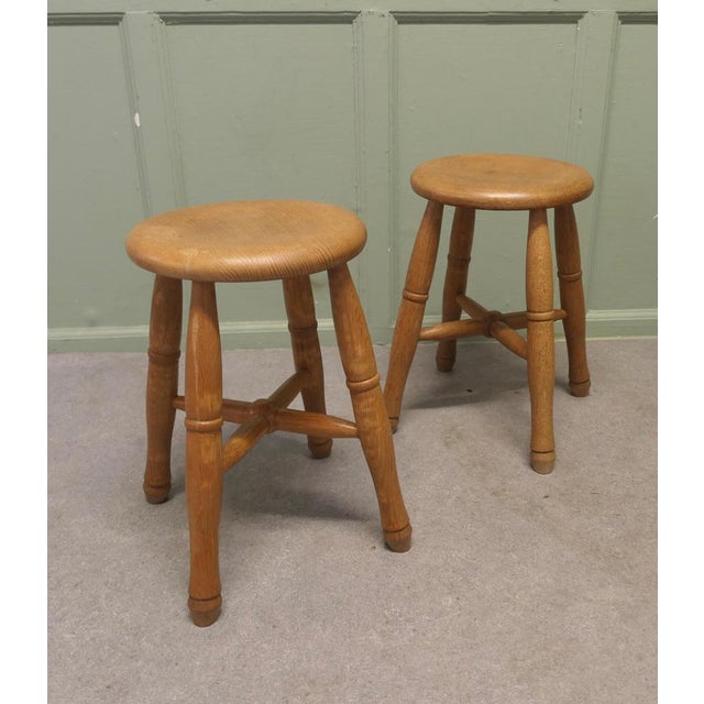 Brown Victorian Farmhouse Kitchen Stools in Elm, Set of 4 For Sale - Image 8 of 9