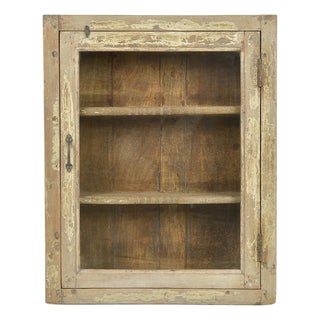 Wall Display Case in Patinated Wood For Sale